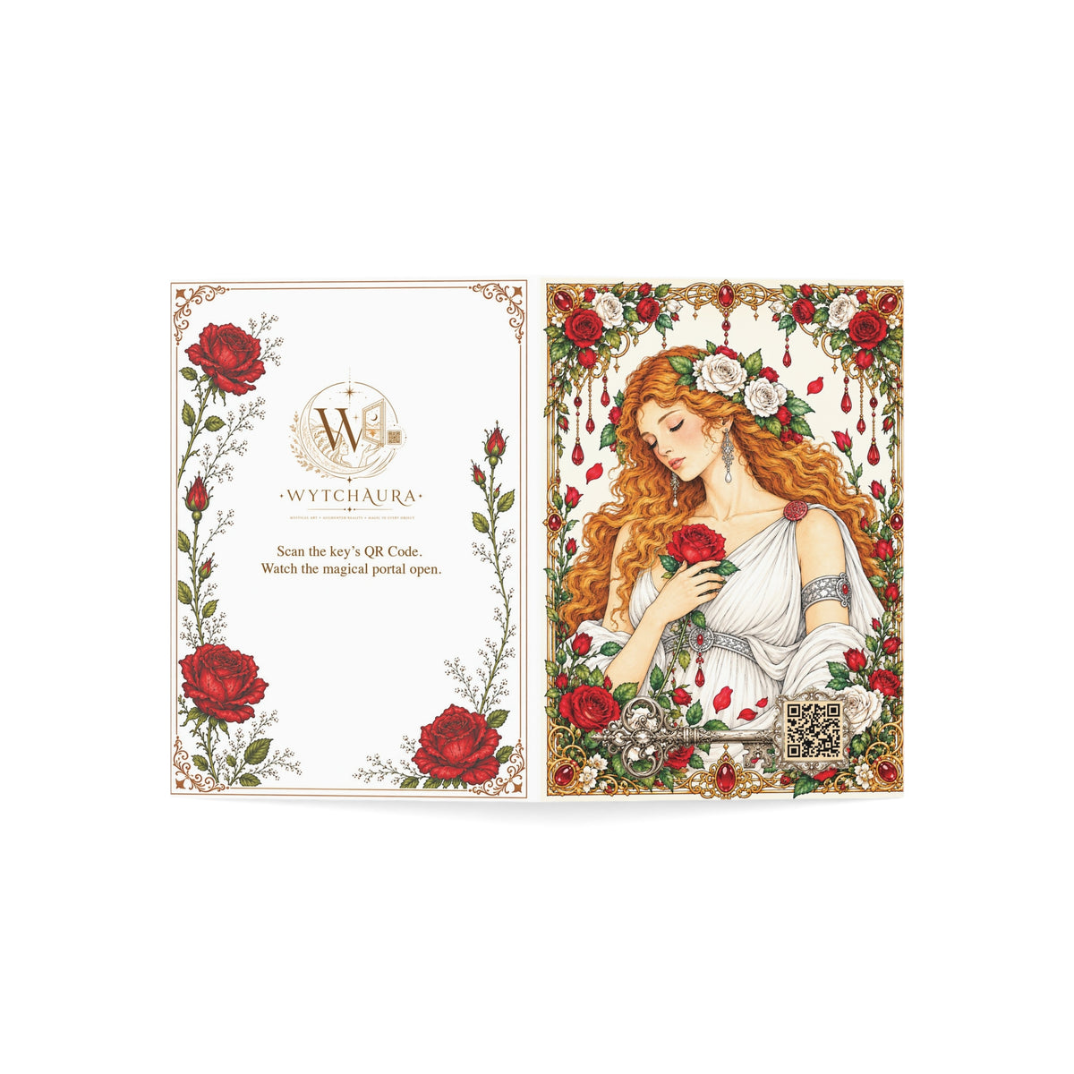 Aphrodite – Goddess of Love & Beauty - Romantic Vintage Rose Greeting Cards (Pack of 1/10)