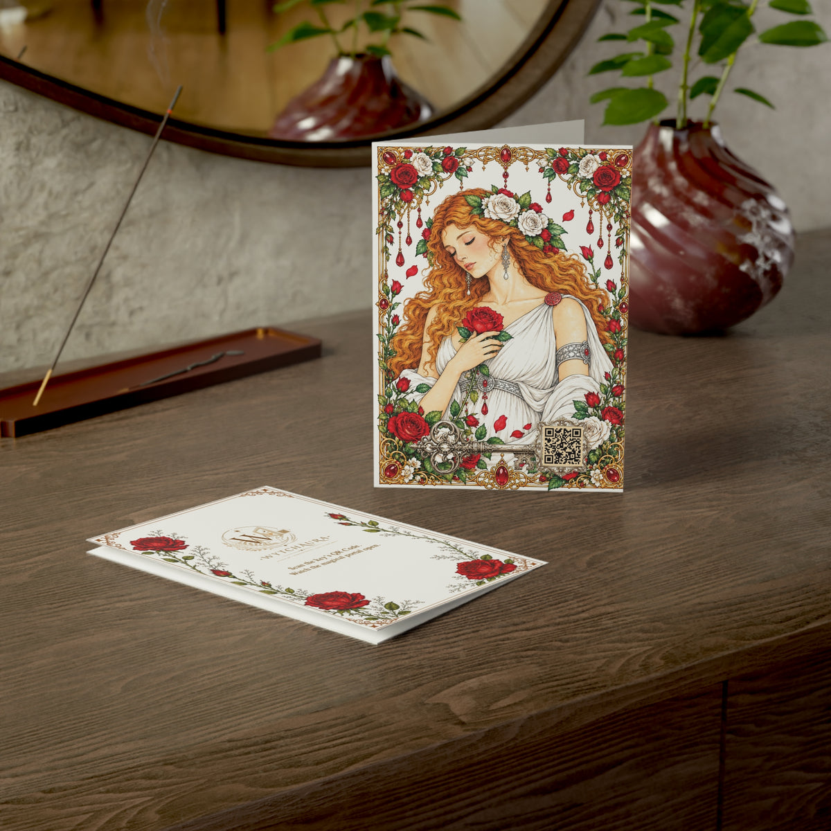 Aphrodite – Goddess of Love & Beauty - Romantic Vintage Rose Greeting Cards (Pack of 1/10)