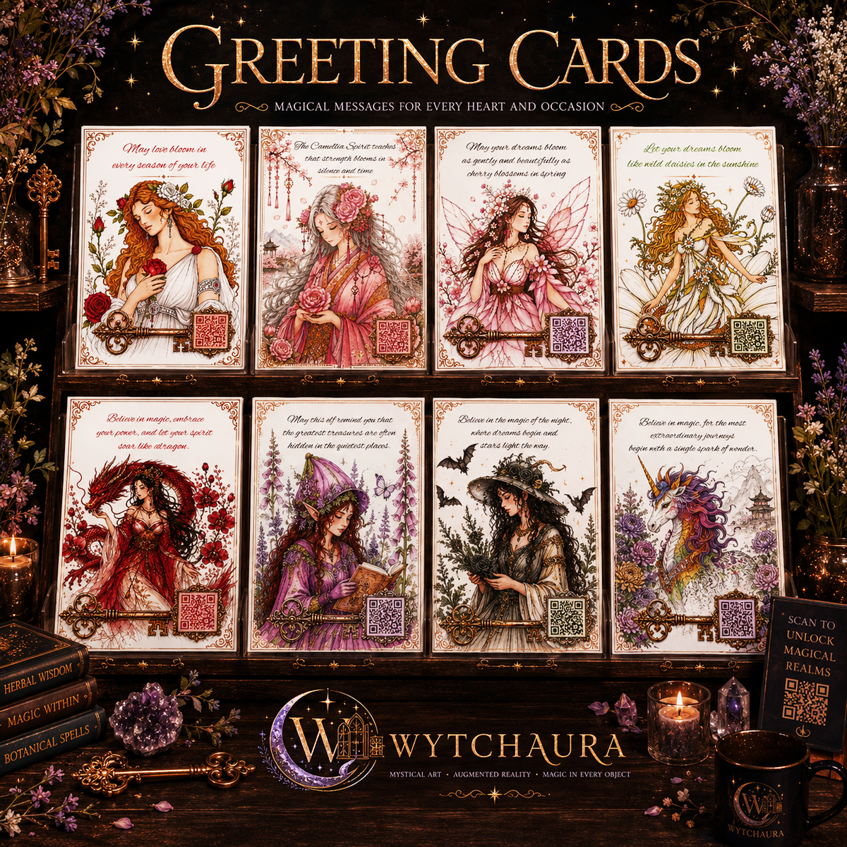 Magical Creatures & Flowers - Greeting Card Collection