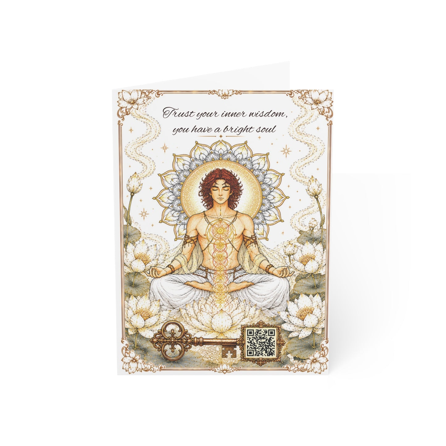 Lotus Spirit - Greeting Card with a Magical Key (Envelope Included) (Set of 1 or 10)
