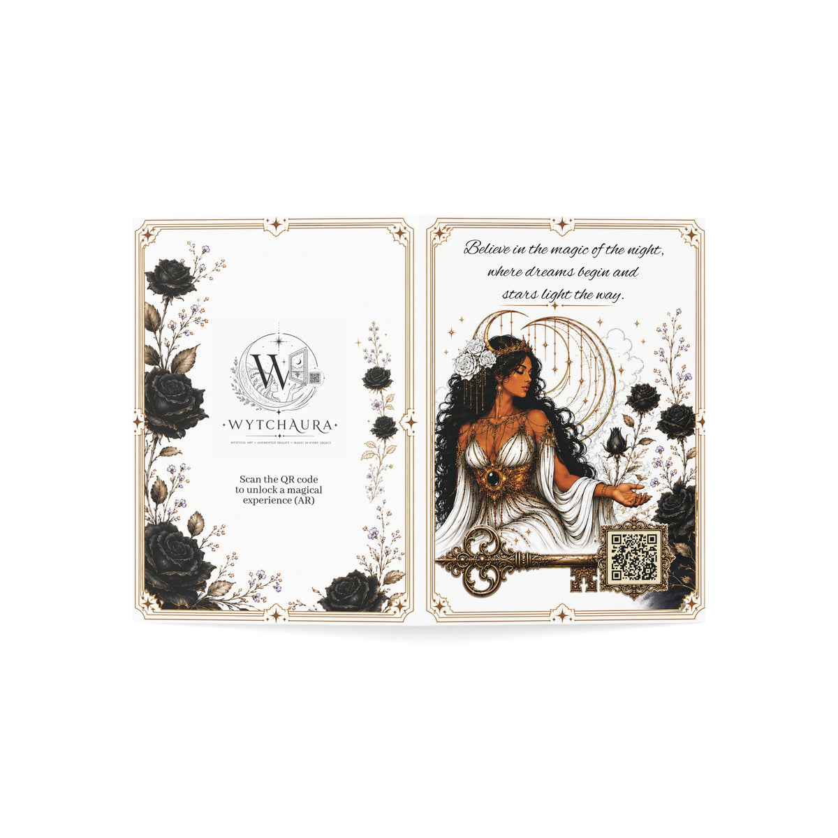 Nyx Goddess - Greeting Card with a Magical Key (Envelope Included) (Set of 1 or 10)