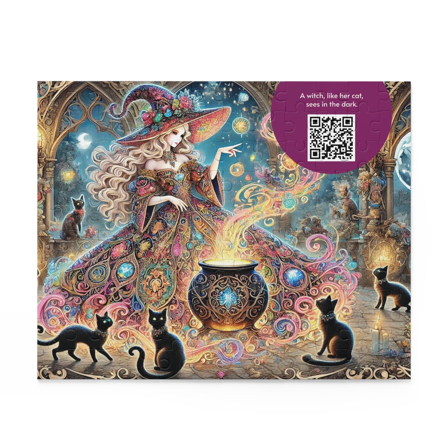 MY INNER WITCH: Cat Magic - Intricate Puzzle (120/252/500 pcs) with Augmented Reality