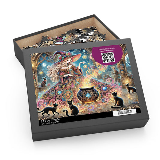 MY INNER WITCH: Cat Magic - Intricate Puzzle (120/252/500 pcs) with Augmented Reality