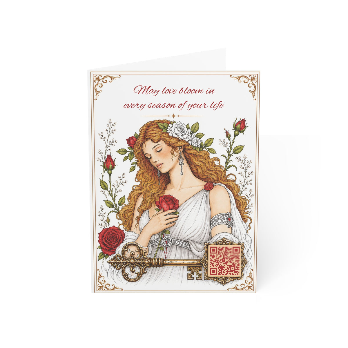 Aphrodite Goddess - Greeting Card with a Magical Key (Envelope Included) (Set of 1 or 10)