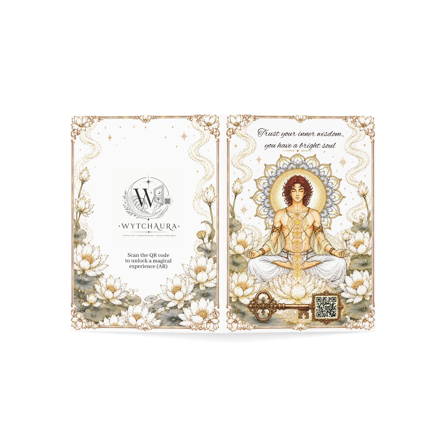 Lotus Spirit - Greeting Card with a Magical Key (Envelope Included) (Set of 1 or 10)