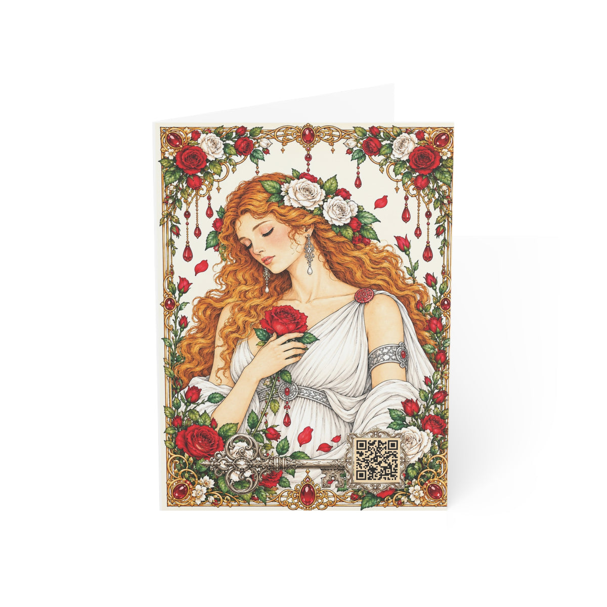 Aphrodite – Goddess of Love & Beauty - Romantic Vintage Rose Greeting Cards  (Pack of 1/10)