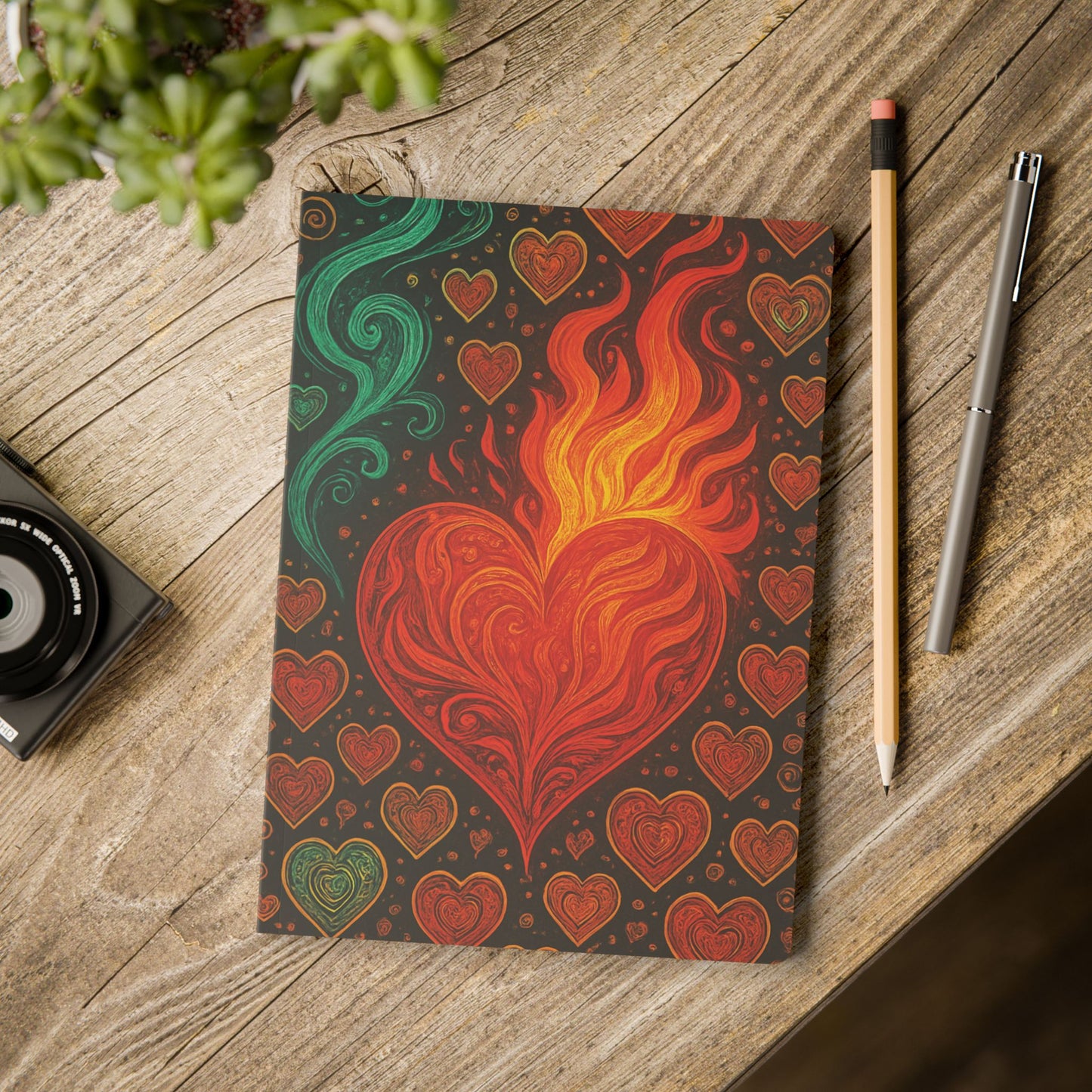 CORAZÓN EN LLAMAS - Diario con Realidad Aumentada | Cuaderno Inspirador con Arte y Frases Motivadoras