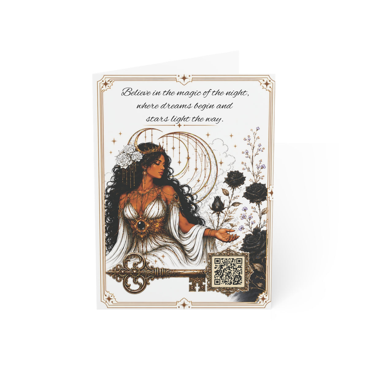 Nyx Goddess - Greeting Card with a Magical Key (Envelope Included) (Set of 1 or 10)