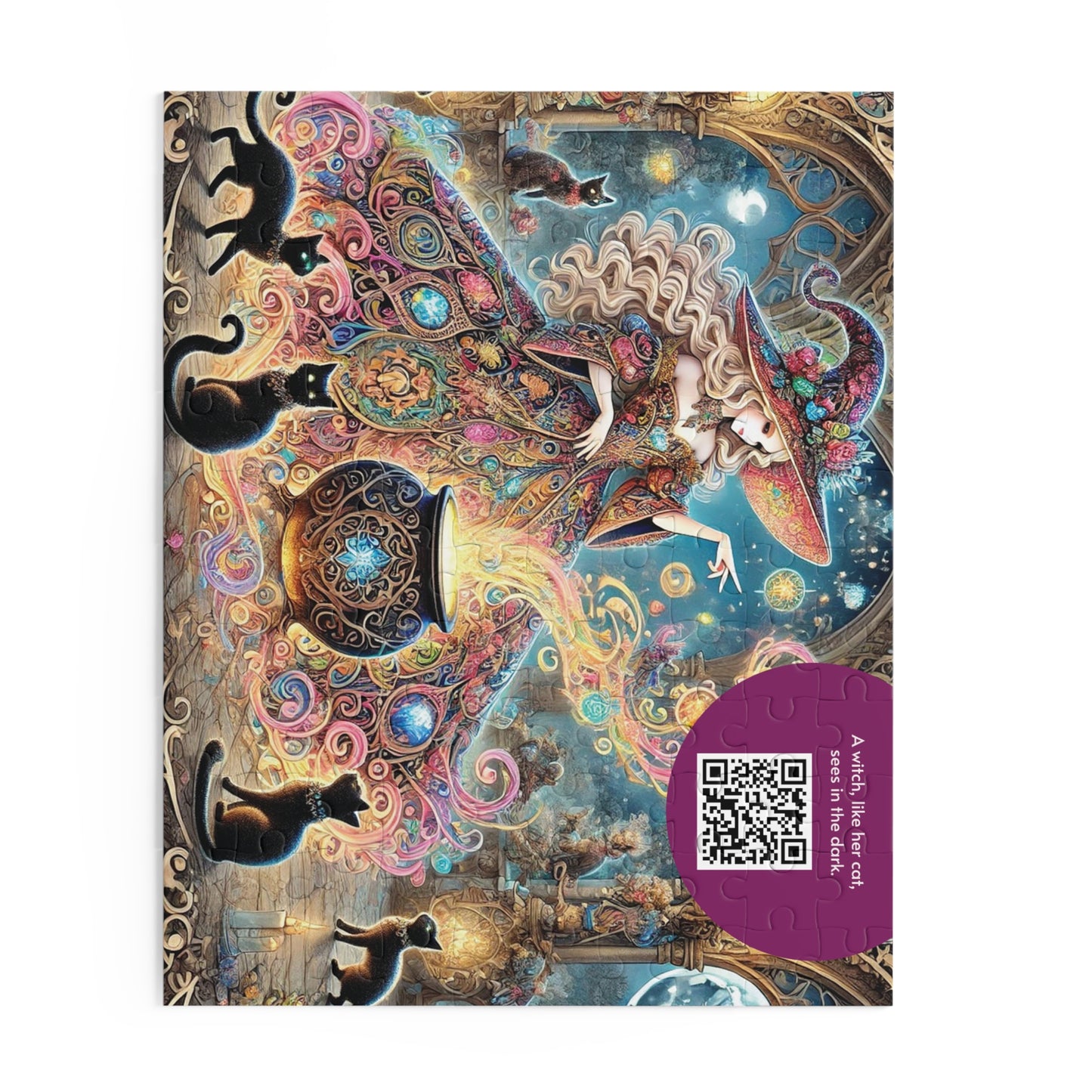 MY INNER WITCH: Cat Magic - Intricate Puzzle (120/252/500 pcs) with Augmented Reality