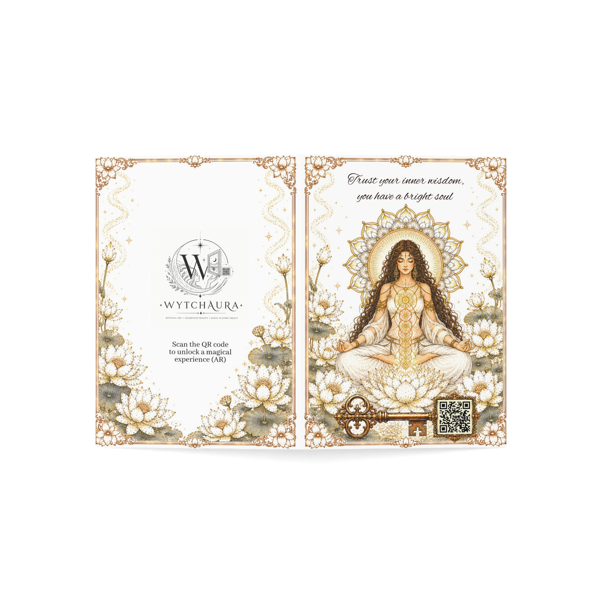 Lotus Spirit - Greeting Card with a Magical Key (Envelope Included) (Set of 1 or 10)