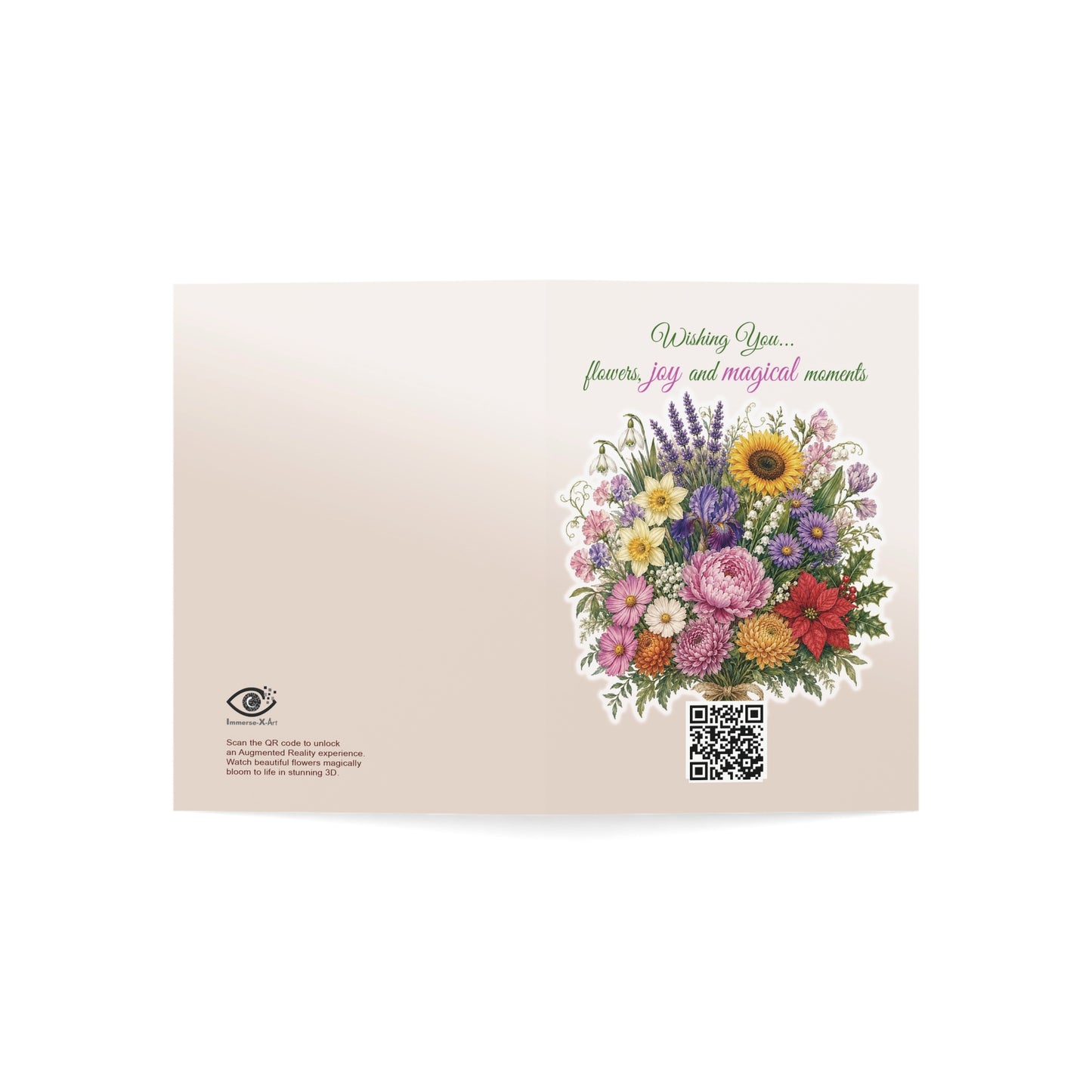 Year-Round Flower Bouquet Postcard with Interactive AR Experience (Envelope Included)- (Set of 1, 10)