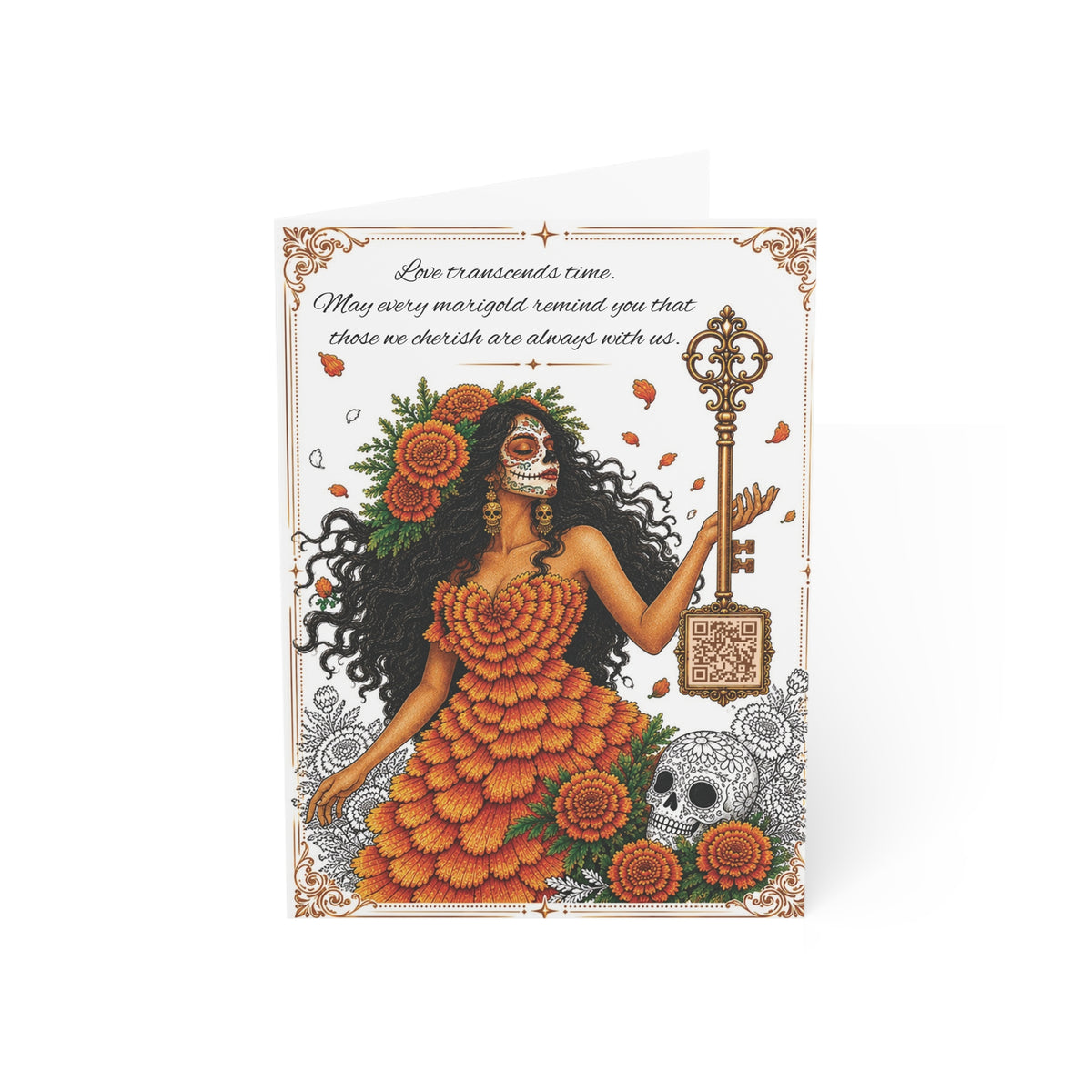 Marigold Goddess - Greeting Card with a Magical Key (Envelope Included) (Set of 1 or 10)