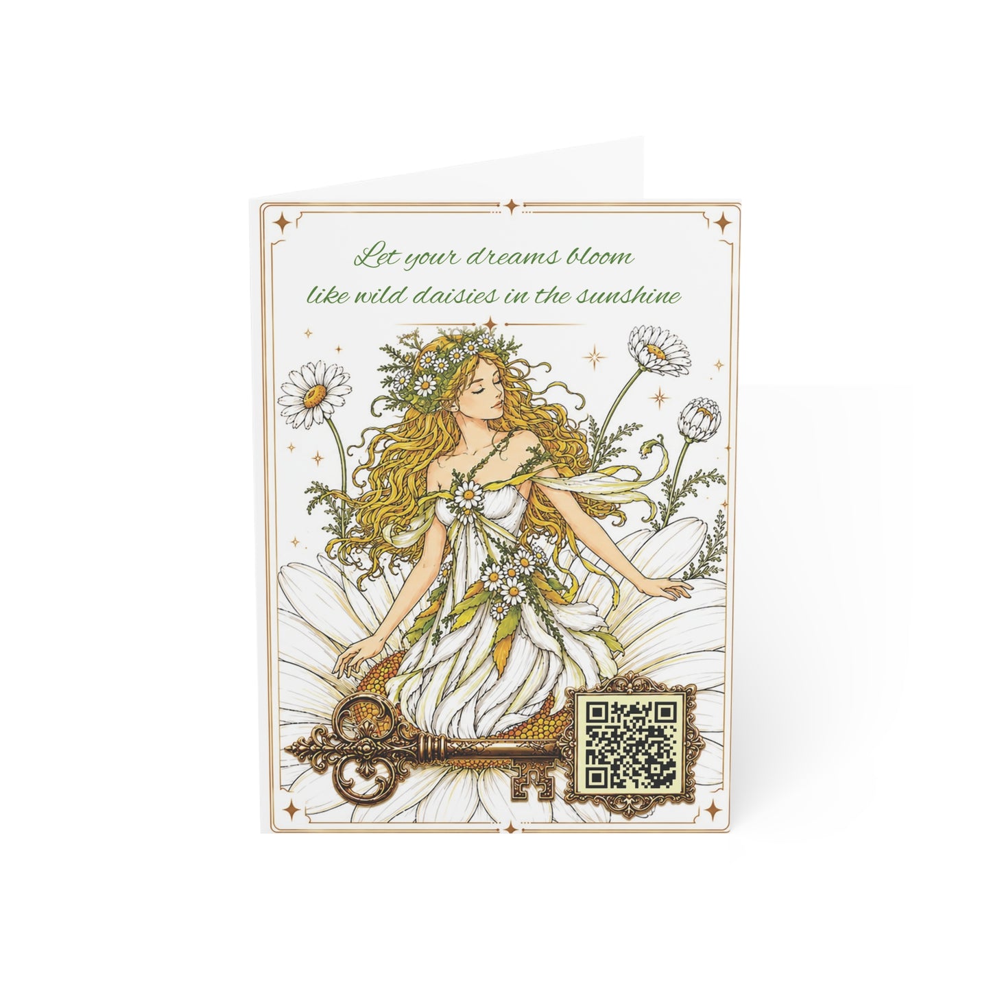 Daisy Fairy - Greeting Card with a Magical Key (Envelope Included) (Set of 1 or 10)
