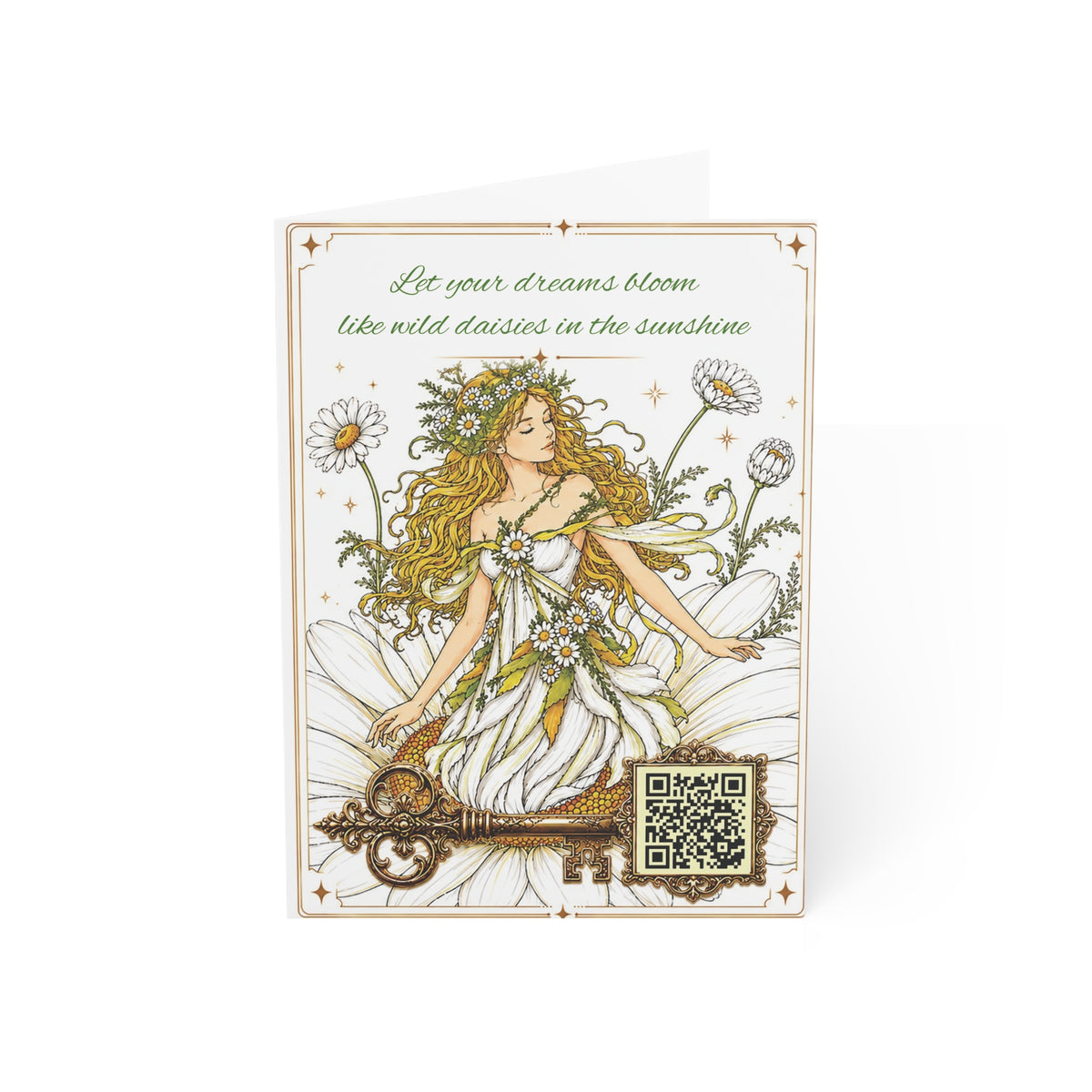 Daisy Fairy - Greeting Card with a Magical Key (Envelope Included) (Set of 1 or 10)
