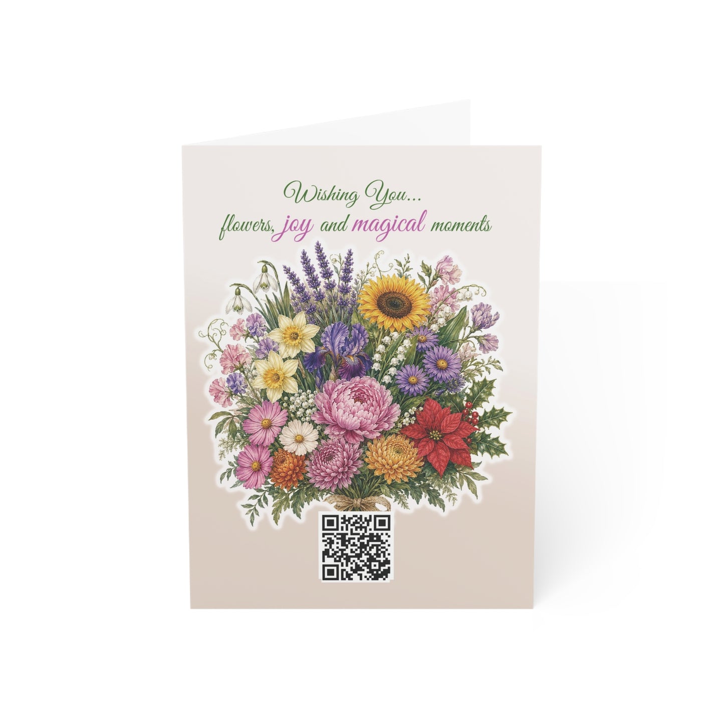 Year-Round Flower Bouquet Postcard with Interactive AR Experience (Envelope Included)- (Set of 1, 10)