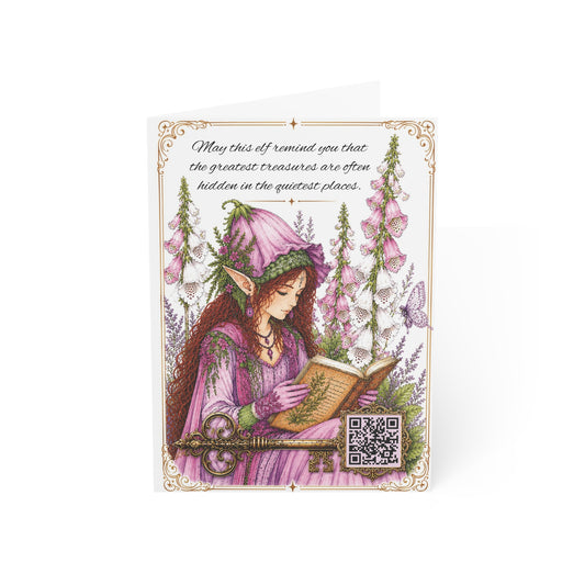 Foxglove Elf - Greeting Card with a Magical Key (Envelope Included) (Set of 1 or 10)