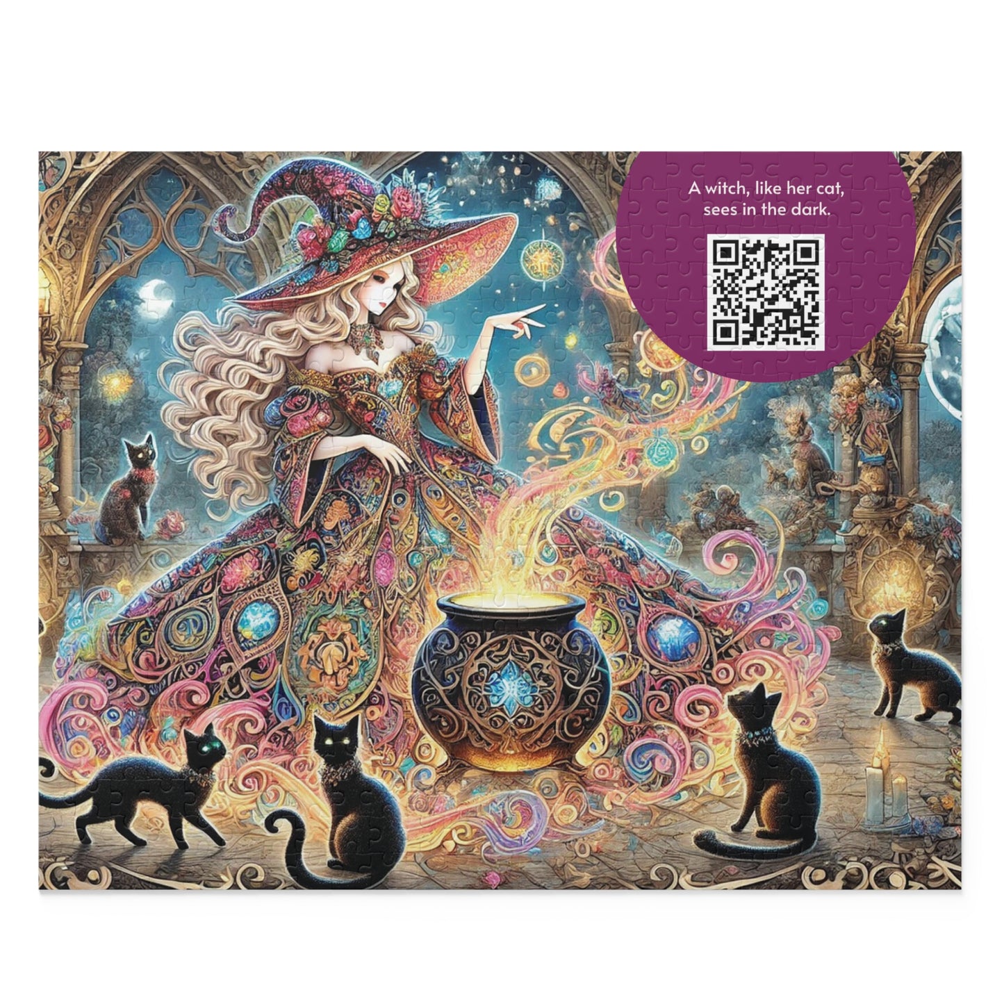 MY INNER WITCH: Cat Magic - Intricate Puzzle (120/252/500 pcs) with Augmented Reality