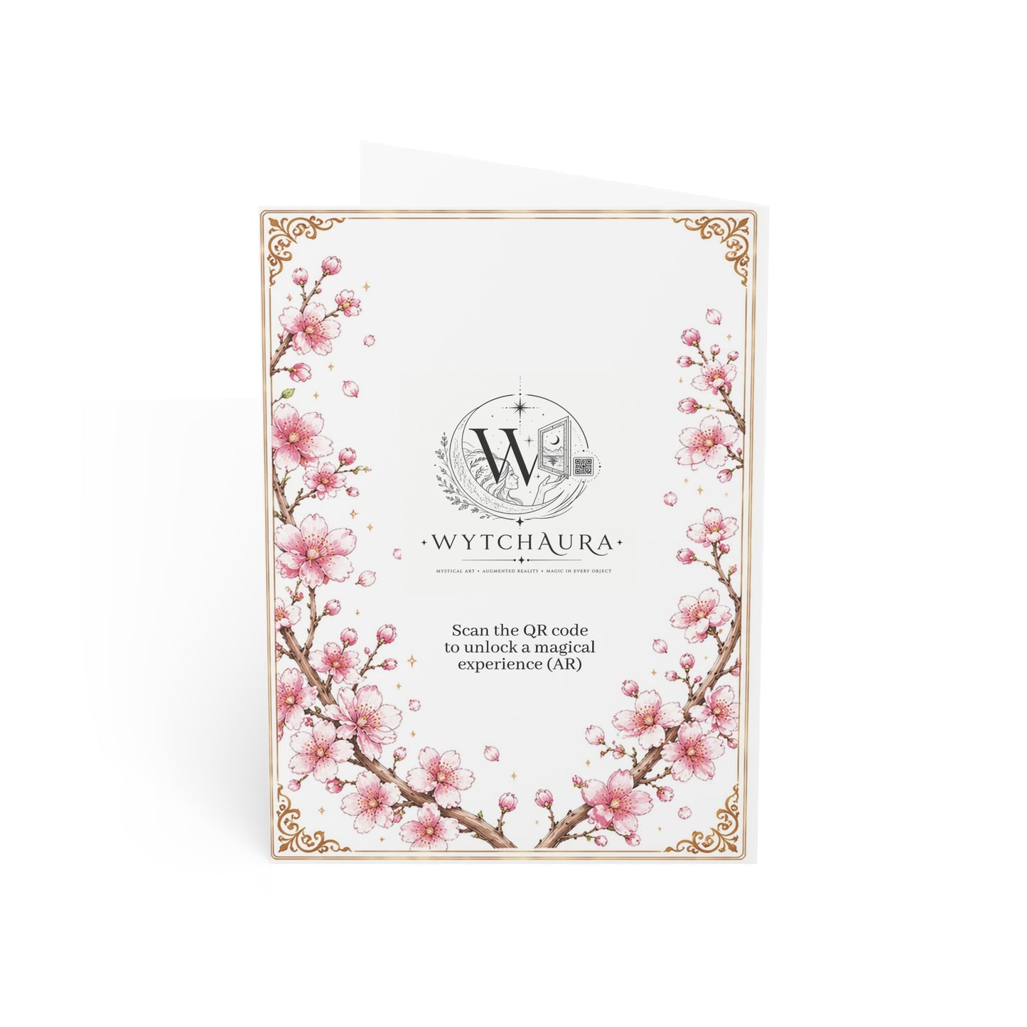 Cherry Blossom Spirit - Greeting Card with a Magical Key (Envelope Included) (Set of 1 or 10)