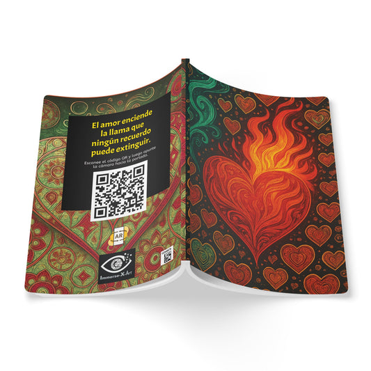 CORAZÓN EN LLAMAS - Diario con Realidad Aumentada | Cuaderno Inspirador con Arte y Frases Motivadoras