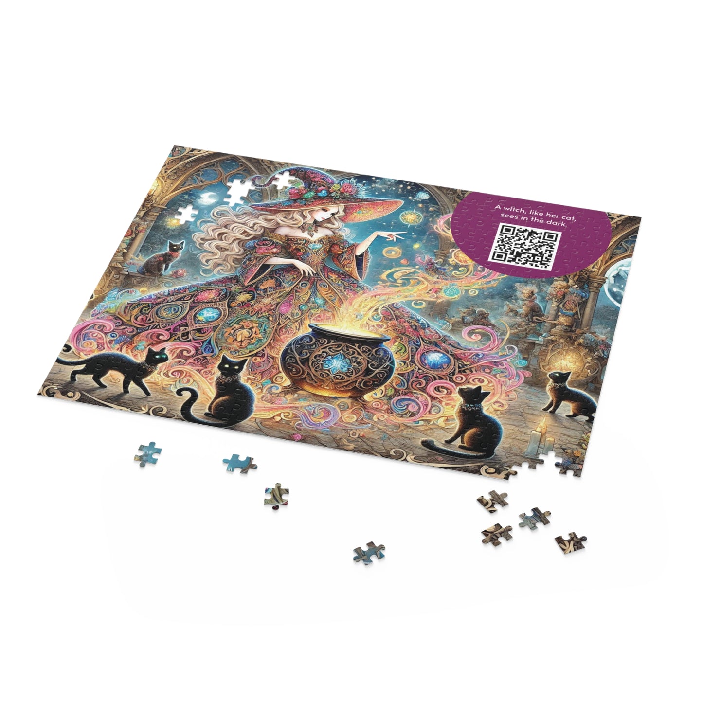 MY INNER WITCH: Cat Magic - Intricate Puzzle (120/252/500 pcs) with Augmented Reality