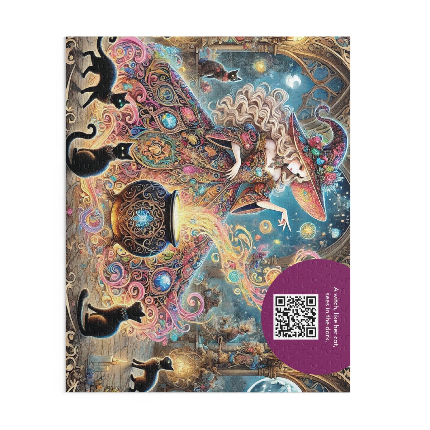 MY INNER WITCH: Cat Magic - Intricate Puzzle (120/252/500 pcs) with Augmented Reality